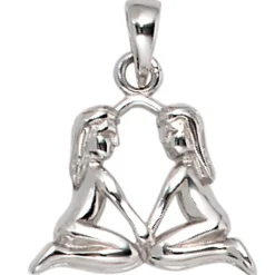 Anhänger 13,4x13,3mm Sternzeichen Zwilling aus 925 Echt Silber glänzend Unisex