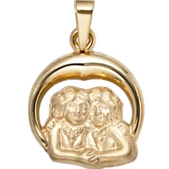 Anhänger 14,9x18,4mm Sternzeichen Zwilling 375 Gold Gelbgold Horoskop