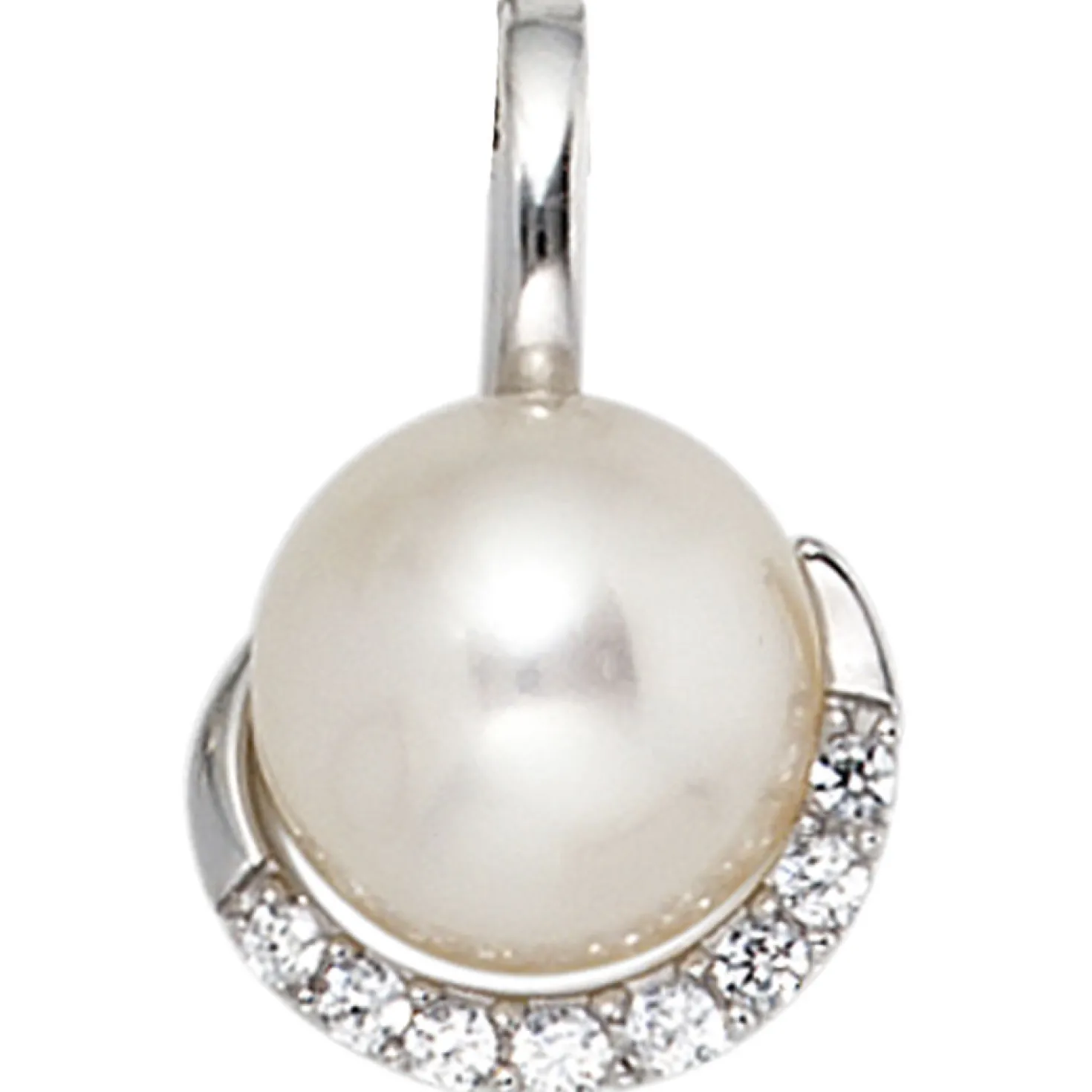Anhänger 10x17,1mm Süßwasser Zuchtperle & 8 Diamanten 0.1Ct 585 Weißgold