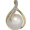 Anhänger 12,9x20mm Süßwasser Zuchtperle & Diamanten 0.025Ct W/SI 585 Gelbgold