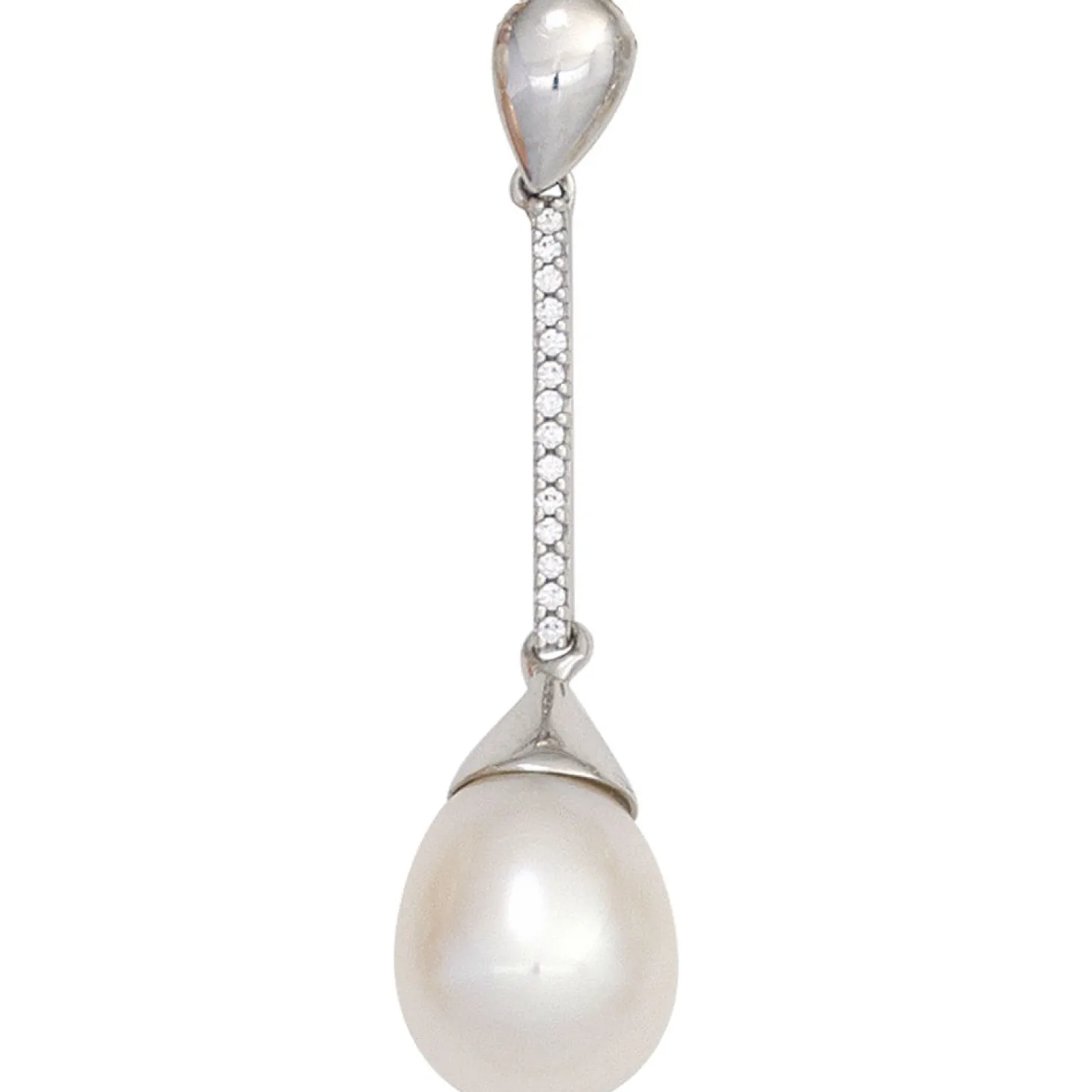 Anhänger 9,4x38,6mm Süßwasser Zuchtperle & 14 Diamanten 0.06Ct W/SI 585 Weißgold