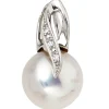 Anhänger 10,2x18mm Süßwasser Zuchtperle & 3 Diamanten 0.01Ct W/SI 585 Weißgold