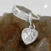 Anhänger 12x3mm Taufring mit Herz & Engel Zirkonia 925 Silber für Kinder