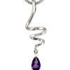 Anhänger 11,7x39,8mm Tropfen Amethyst an Spirale aus 925 Echt Silber für Damen