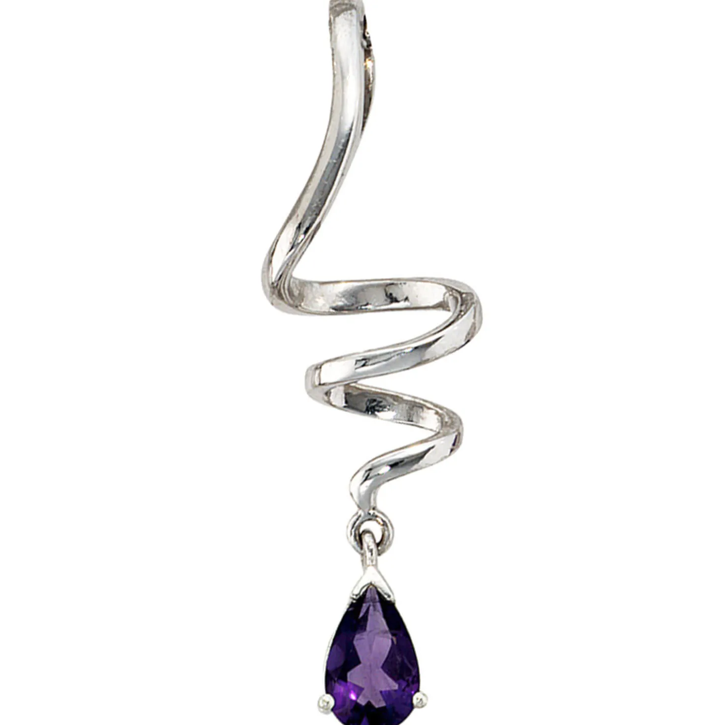 Anhänger 11,7x39,8mm Tropfen Amethyst an Spirale aus 925 Echt Silber für Damen