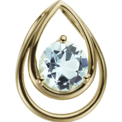 Anhänger 9,3x12,1mm Tropfen aus 585 Gold Gelbgold mit Blautopas hellblau blau