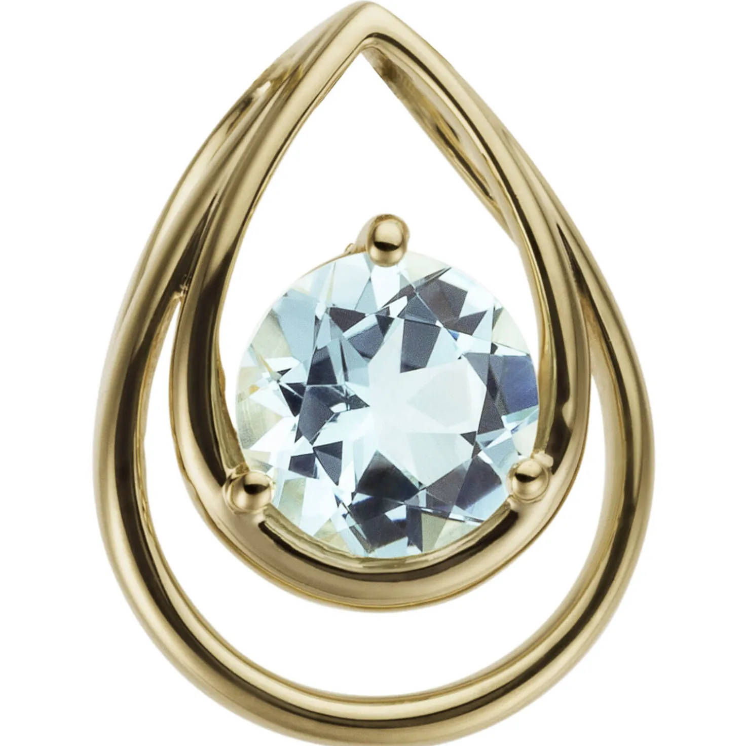 Anhänger 9,3x12,1mm Tropfen aus 585 Gold Gelbgold mit Blautopas hellblau blau