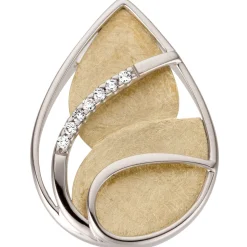 Anhänger 16,3x22,1mm Tropfen 585 Gelbgold & Weißgold 7 Brillanten 0.05Ct