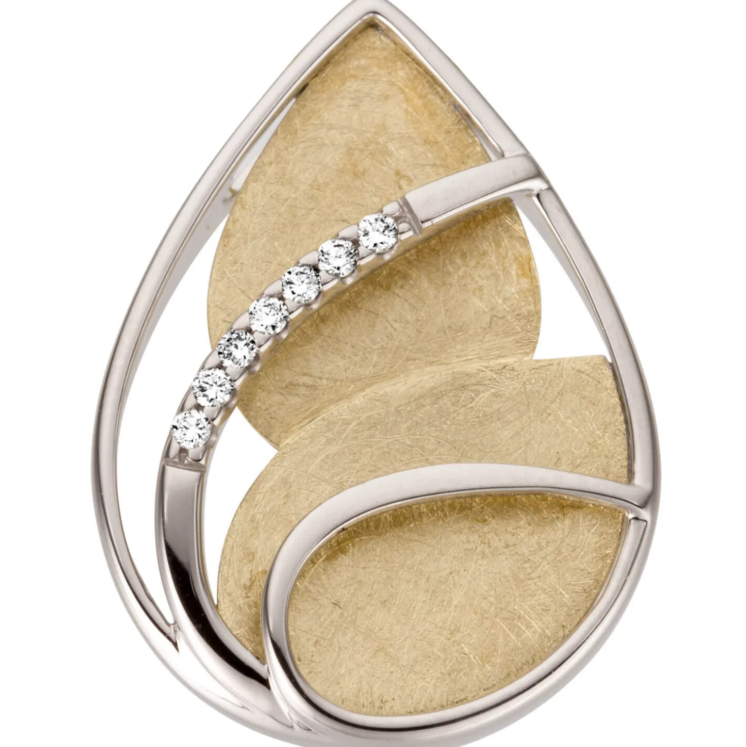 Anhänger 16,3x22,1mm Tropfen 585 Gelbgold & Weißgold 7 Brillanten 0.05Ct
