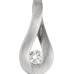 Anhänger 6,8x15,1mm Tropfen mit Diamant 0.09Ct W/SI Brillant 950 Platin mattiert