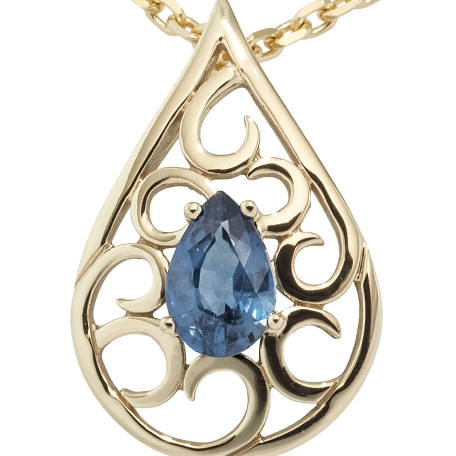 Anhänger 11,3x17,3mm Tropfen mit Safir Saphir balu 585 Gold Gelbgold Damen