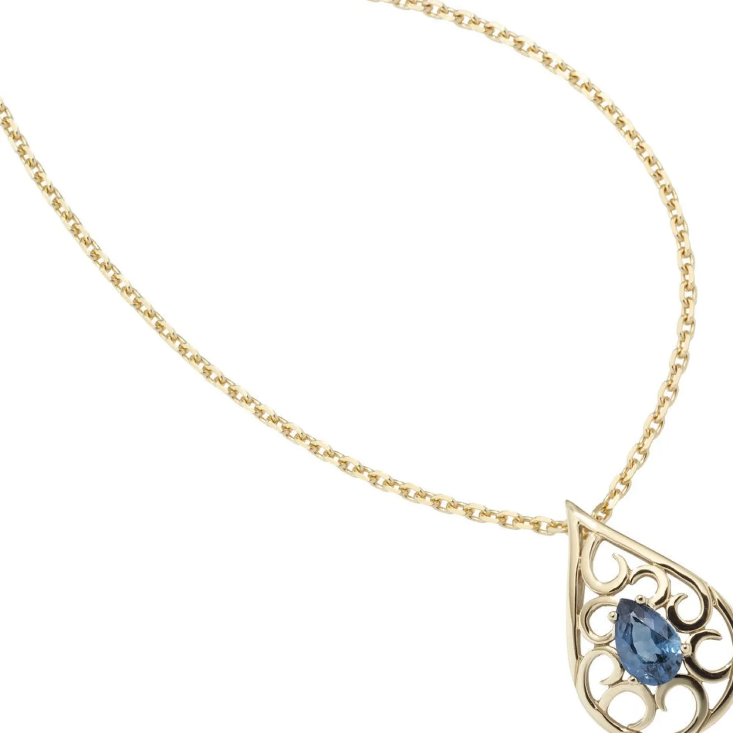 Anhänger 11,3x17,3mm Tropfen mit Safir Saphir balu 585 Gold Gelbgold Damen