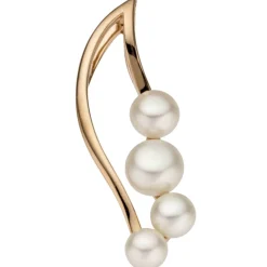 Anhänger 11,1x30,7mm Tropfen mit 8 Süßwasser-Zuchtperlen 585 Rotgold Rosegold