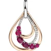 Anhänger 17,5x21,8mm Tropfen 6 Rubinen & 13 Diamanten 0.05Ct weiß 585 Rotgold