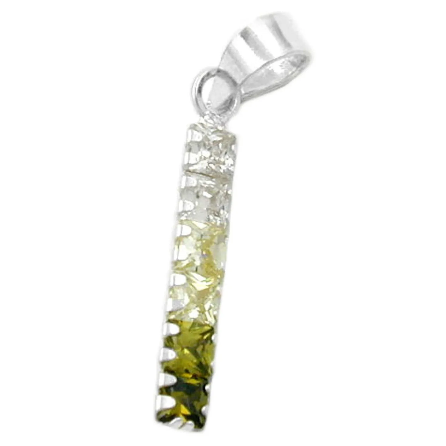 Anhänger 18x3mm viele Zirkonia weiß oliv-farbig 925 Silber für Damen
