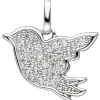 Anhänger 15,6x11,7mm Vogel mit weißen Zirkonia 925 Sterling-Silber Spatz Meise