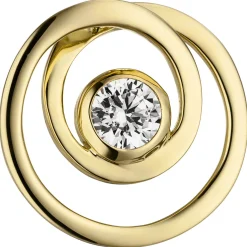 Anhänger 21,7x21,1mm weißer Zirkonia in einer Spirale 925 Silber gelbvergoldet