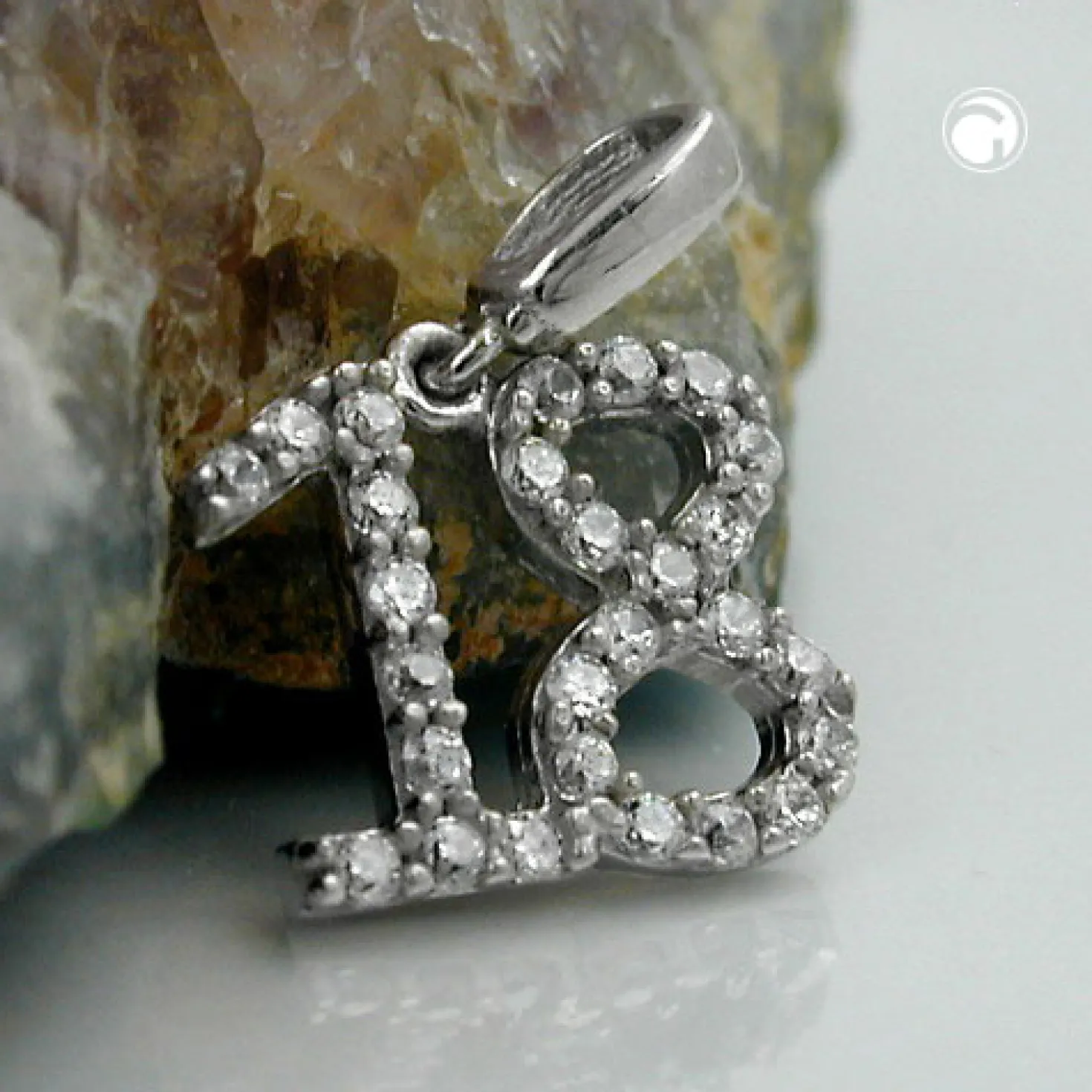Anhänger 10x11mm Zahl Nummer 18 Achtzehn mit Zirkonia weiß 925 Echt Silber Damen