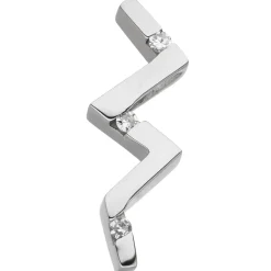 Anhänger 8x23,4mm Zickzack aus 925 Silber 3 Diamanten 0,06 Ct glänzend