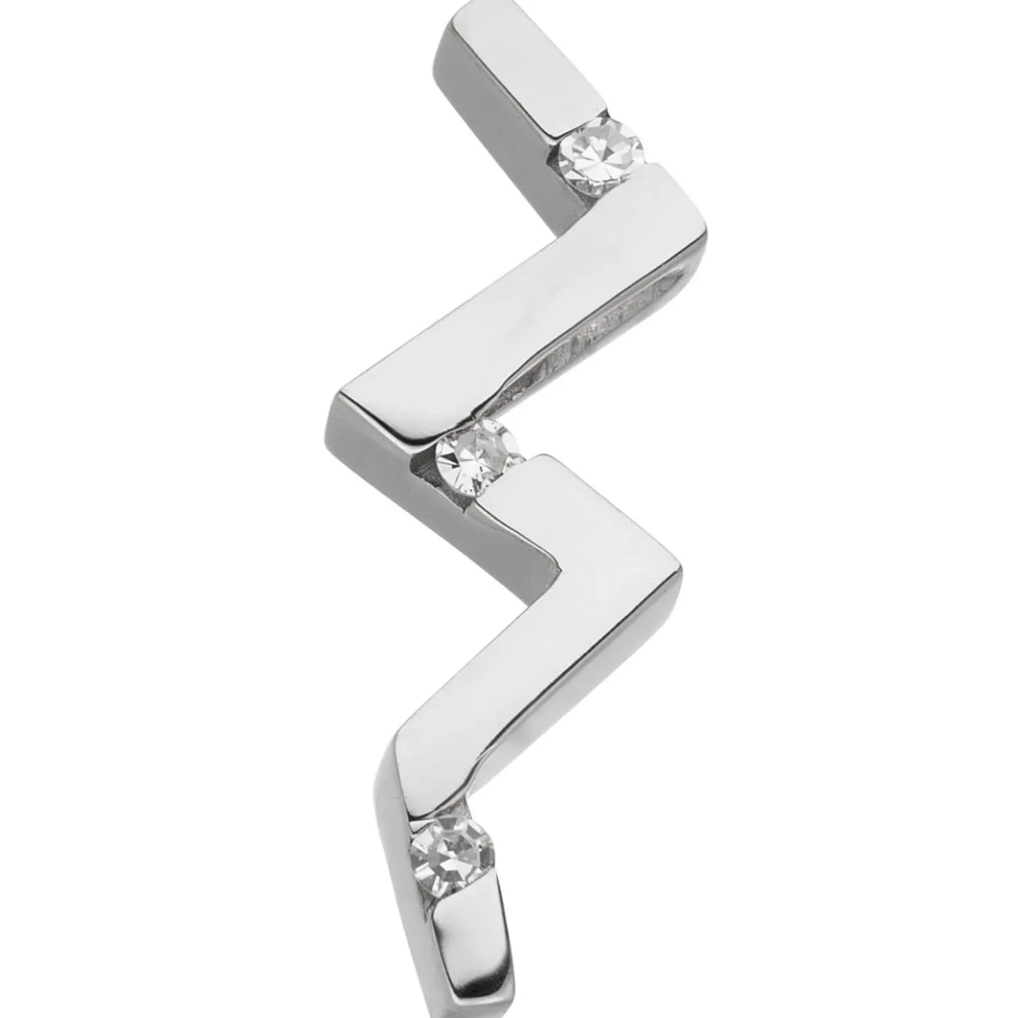 Anhänger 8x23,4mm Zickzack aus 925 Silber 3 Diamanten 0,06 Ct glänzend