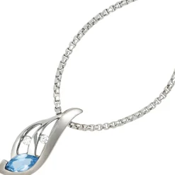 Anhänger 9,1x23,8mm Zirkonia blau & weiß 925 Silber rhodiniert Halsschmuck Damen