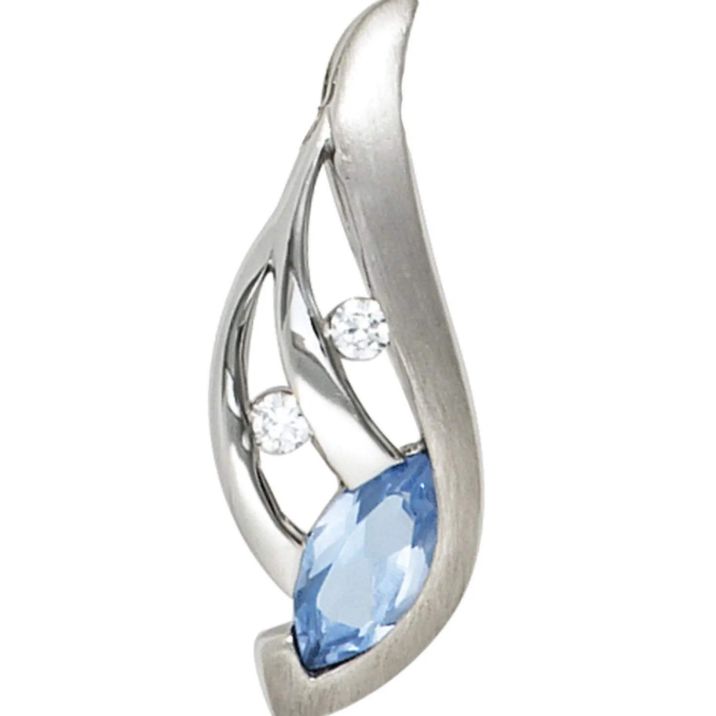 Anhänger 9,1x23,8mm Zirkonia blau & weiß 925 Silber rhodiniert Halsschmuck Damen