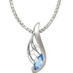 Anhänger 9,1x23,8mm Zirkonia blau & weiß 925 Silber rhodiniert Halsschmuck Damen