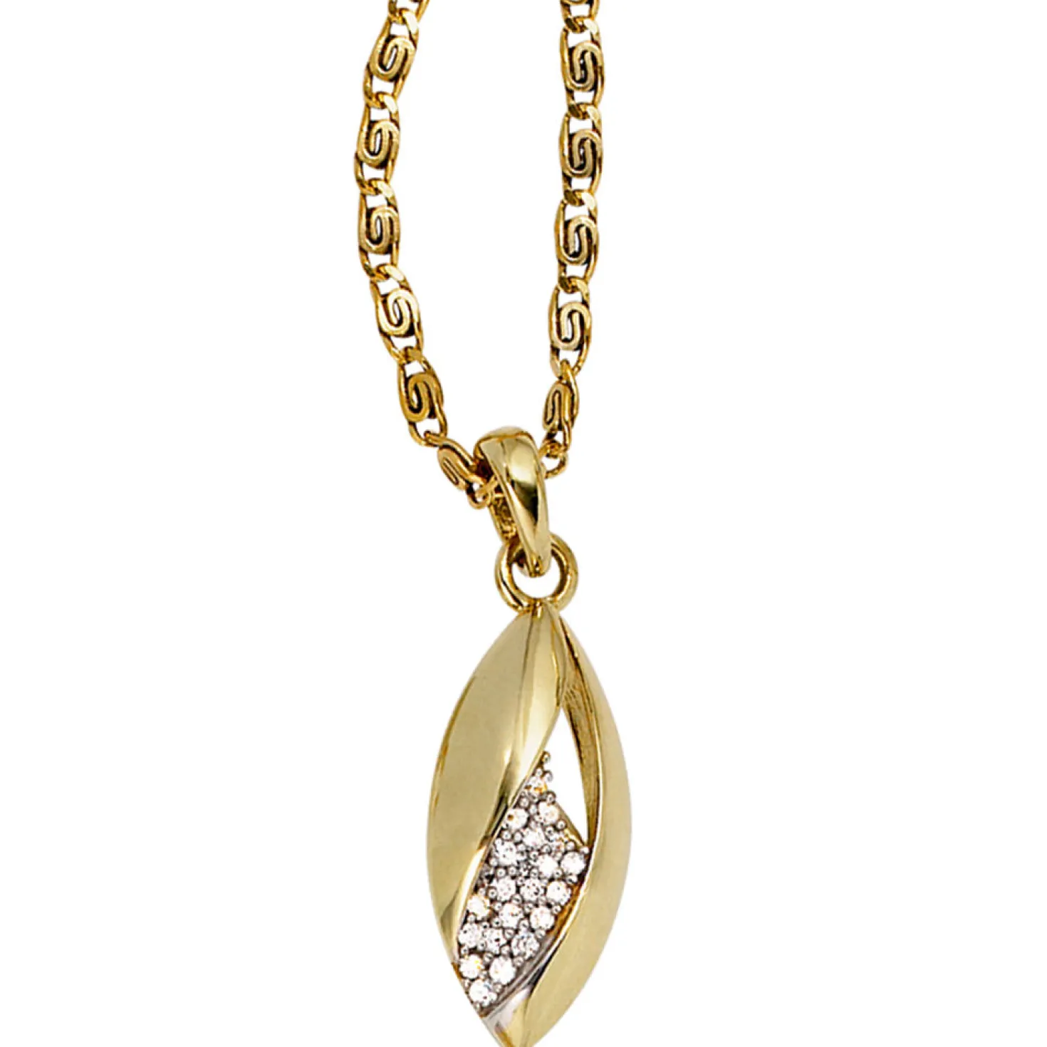 Anhänger 8,2x20,5mm Zirkonia spitzoval 333 Gold Gelbgold Goldanhänger