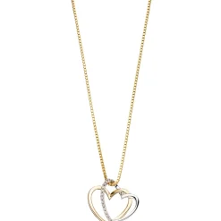 Anhänger 18,1x16,4mm zwei Herzen Doppelherz mit 14 Diamanten 0.06Ct 585 Gelbgold