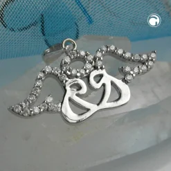 Anhänger 11x26mm zwei stilisierte Engel mit Heiligenschein Zirkonia 925 Silber