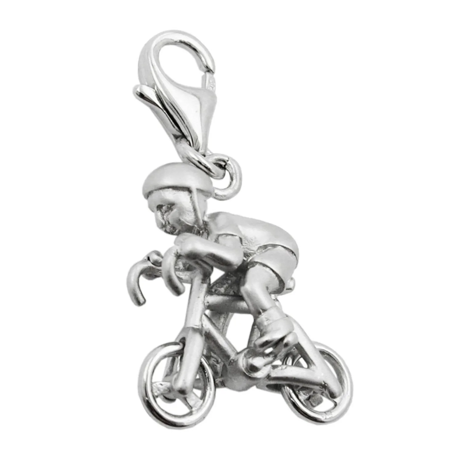 Anhänger 17x14x7mm Charm Fahrradfahrer Rennradfahrer mit Helm 925 Silber Damen
