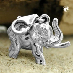 Anhänger 19x14x9mm Einhänger Elefant geformt aus 925 Echt Silber Charm Damen