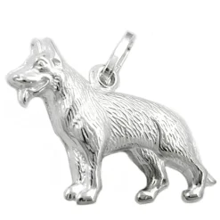 Anhänger 14x20x4mm Kettenanhänger Schäferhund 925 Silber Unisex Silberanhänger