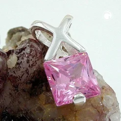 Anhänger 13x6x4mm mit pink Zirkonia facettiert 925 Silber Silberanhänger Damen