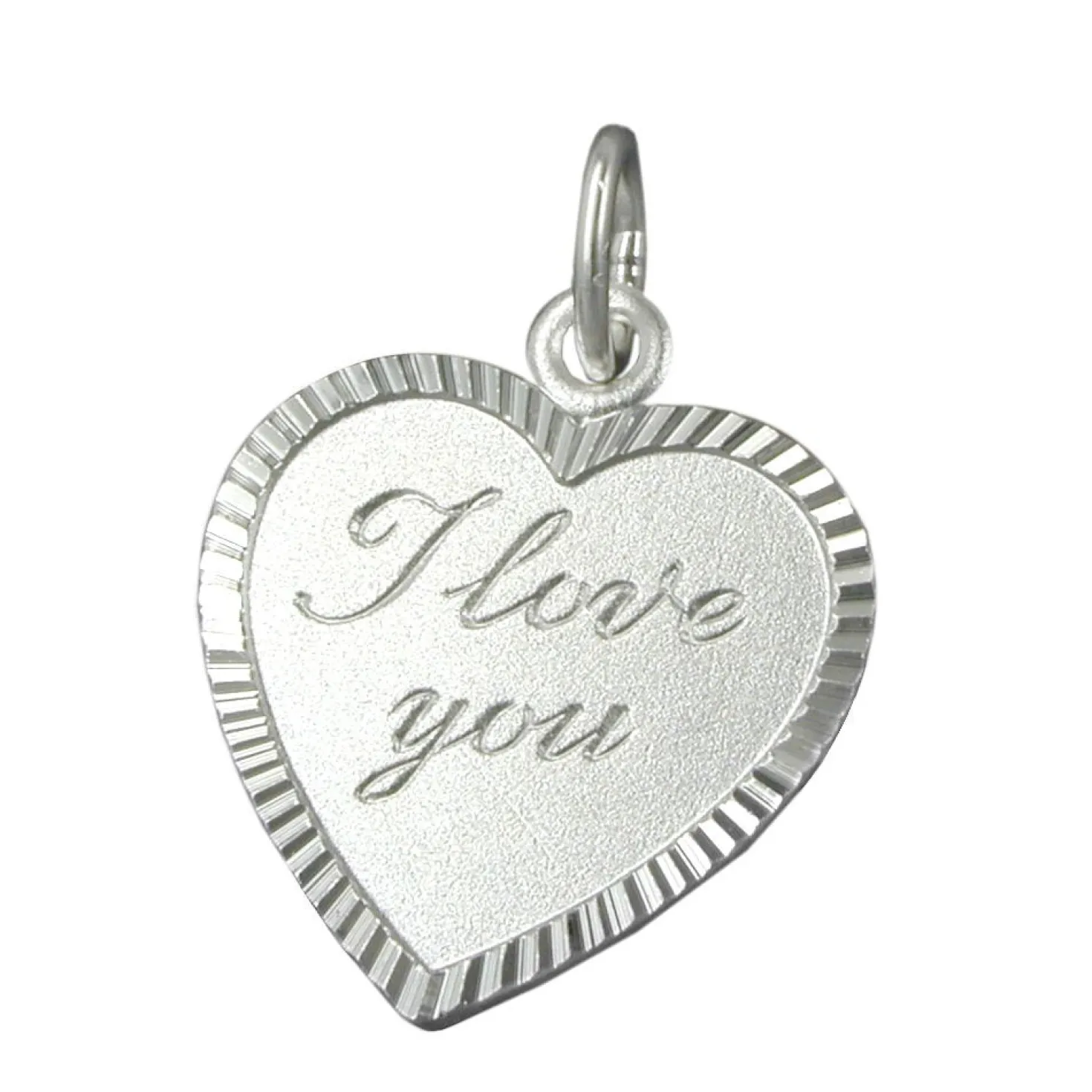 Anhänger 20x17x1mm Silberanhänger Herz I love you echtes 925 Silber Damen