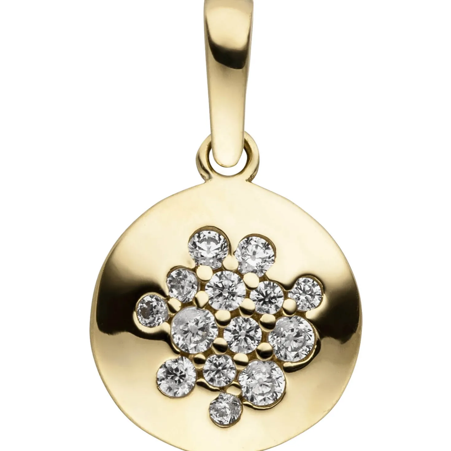 Anhänger 14 Zirkonia 333 Gold Gelbgold rund glänzend Halsschmuck klein & fein