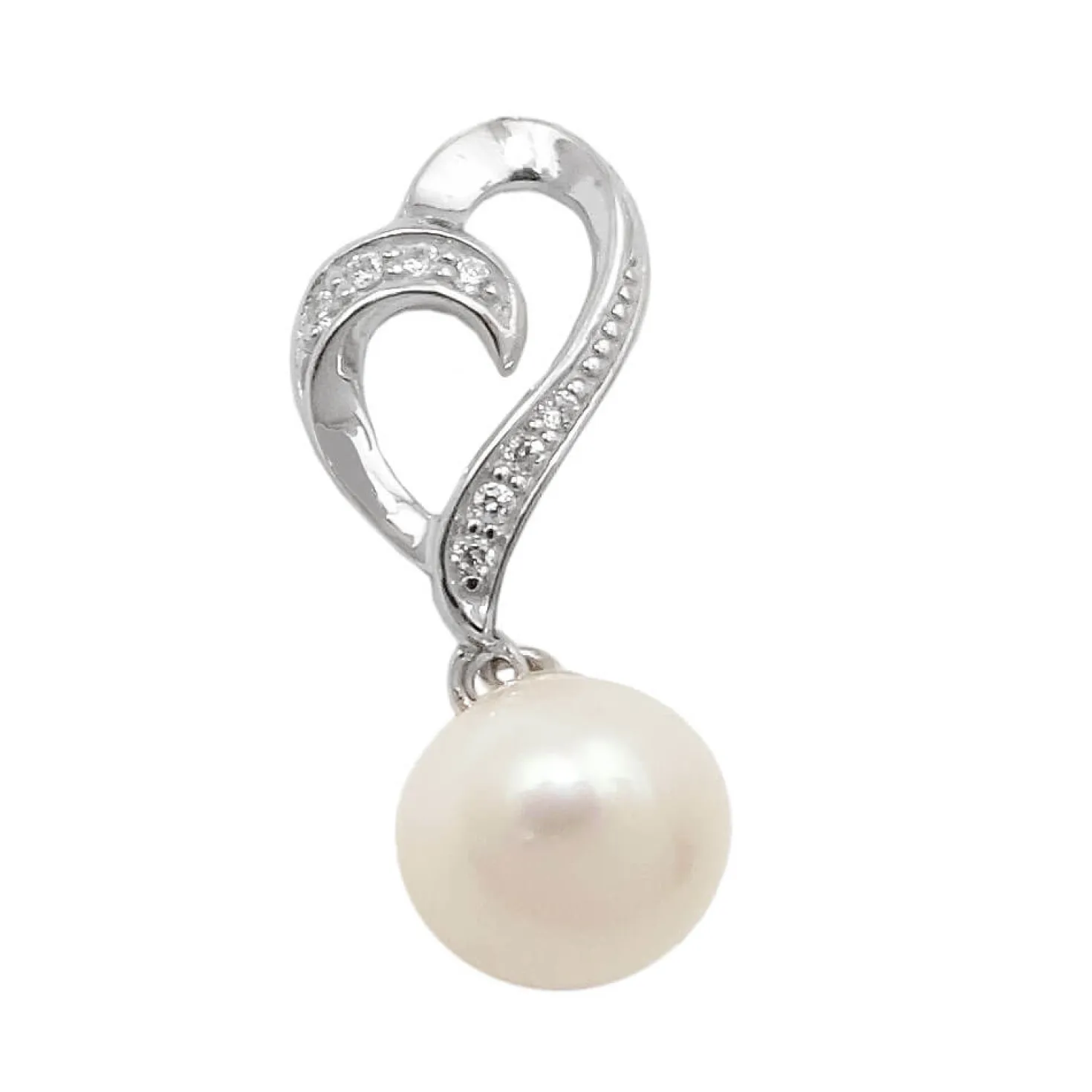 Anhänger Zuchtperle mit Zirkonia 27x11mm aus 925 Silber rhodiniert glänzend