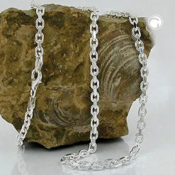 Ankerkette Collier Kette Halskette, diamantiert echtes 925 Silber 50cm