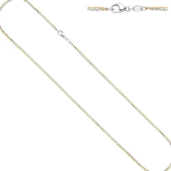 Ankerkette Kette Halskette aus 585 Gold, Gelbgold & Weißgold, 45cm