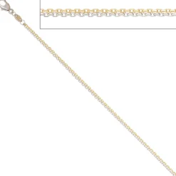 Ankerkette Kette Halskette aus 585 Gold, Gelbgold & Weißgold, 45cm