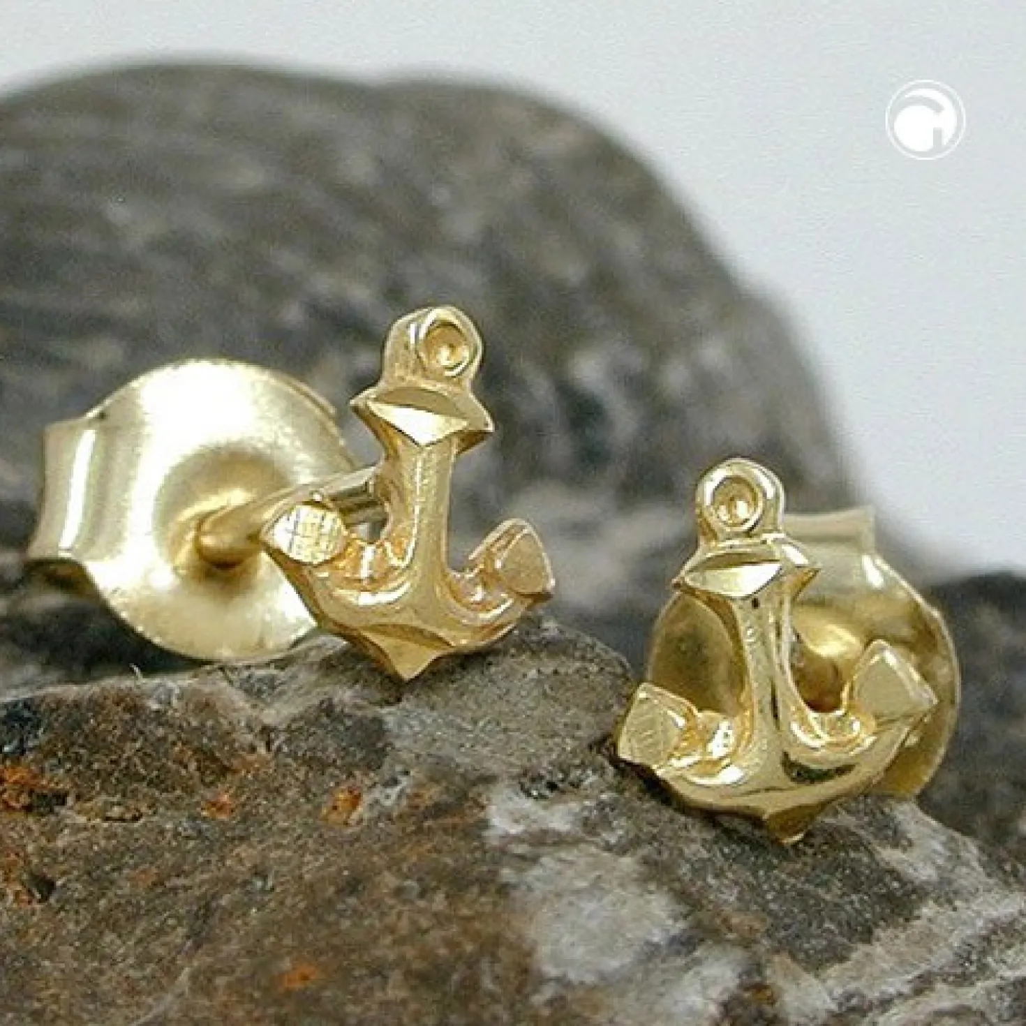 Anker, Ohrschmuck Ohrstecker Stecker, 375 Gold Gelbgold