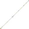 Armband Ankerkette Anhänger Kreuz 39 Diamanten 0.33Ct 750 Gold 21cm