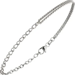 Armband Ankerkette & Erbskette 2-reihig kombiniert 925 Silber rhodiniert 19cm