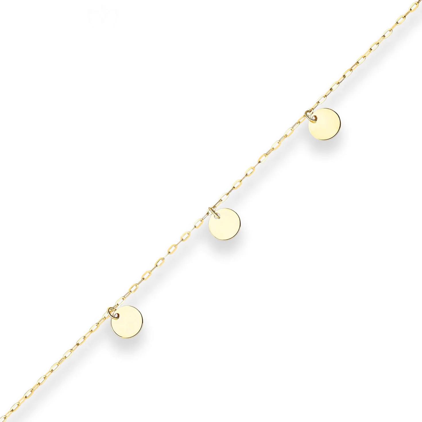 Armband Ankerkette flach runde Plättchen Armschmuck aus 585 Gold Gelbgold 16cm