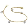 Armband Ankerkette mit 5 Herzen, 375 Gold Gelbgold, rhodiniert, 18,5cm