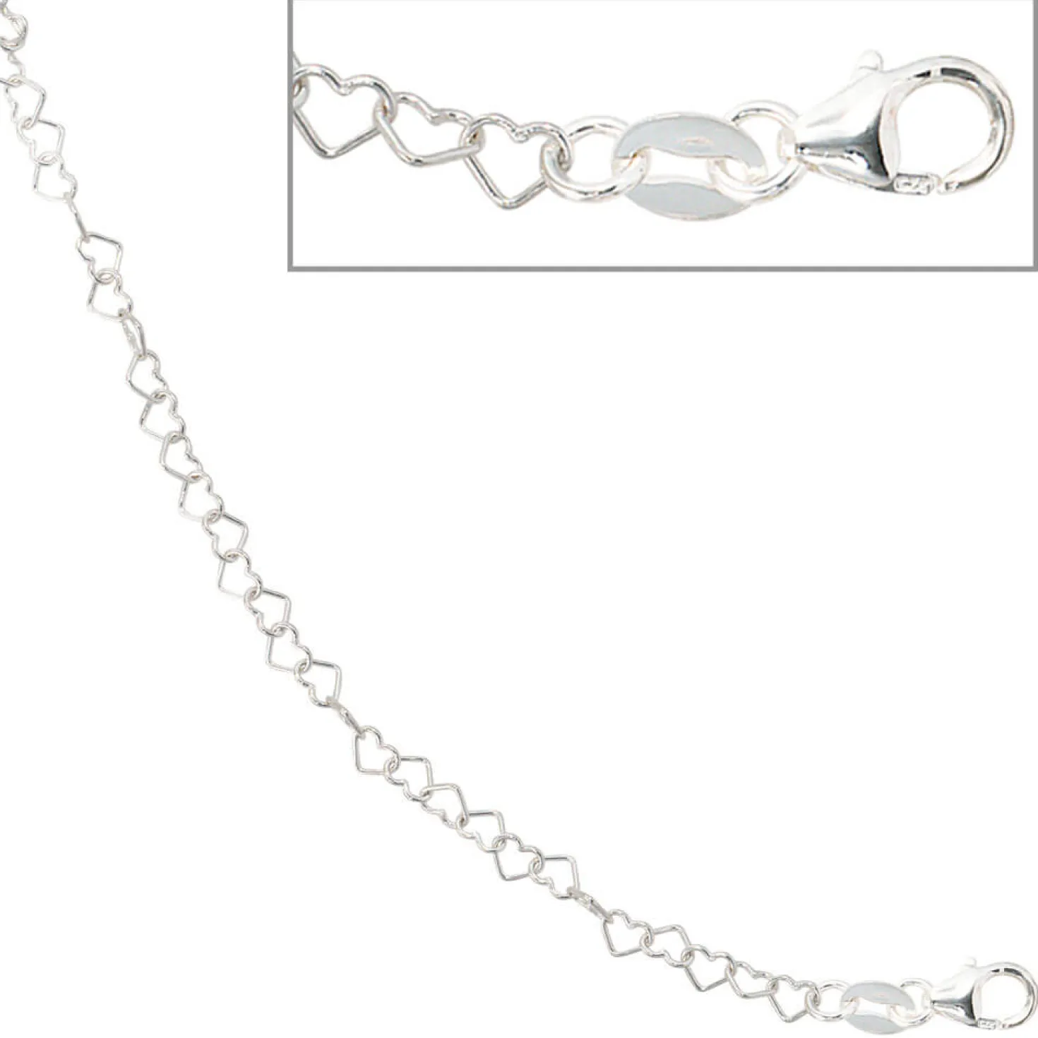 Armband Armkettchen, Herzen Herzchen, 925 Silber, 14.5 cm, Kinder