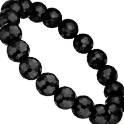 Armband Armkette Armschmuck Onyx schwarz facettiert endlos auf Gummi Unisex