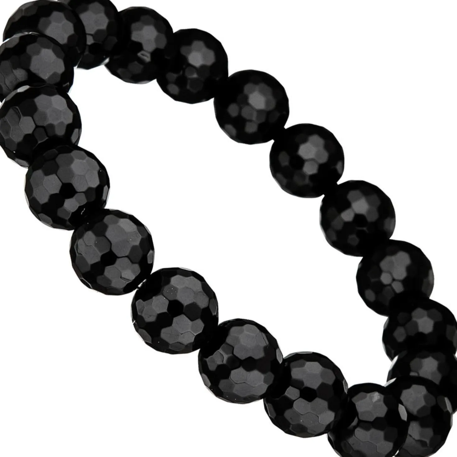 Armband Armkette Armschmuck Onyx schwarz facettiert endlos auf Gummi Unisex