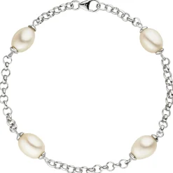 Armband Armkette Armschmuck Süßwasser Perlen 925 Silber Damen, 19cm