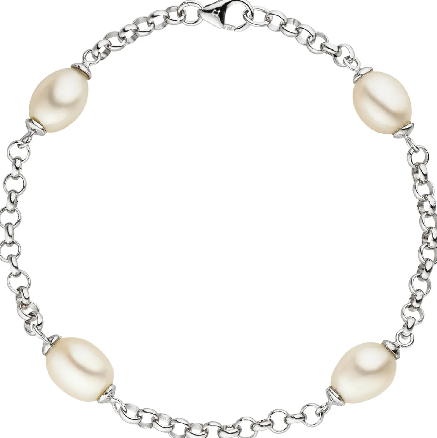 Armband Armkette Armschmuck Süßwasser Perlen 925 Silber Damen, 19cm